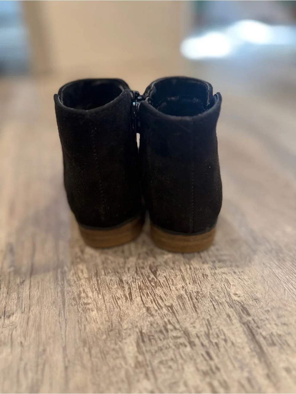 Cat & Jack Toddler Black Faux Suede Ankle Boots Size 5 Side Zip Chelsea Booties
